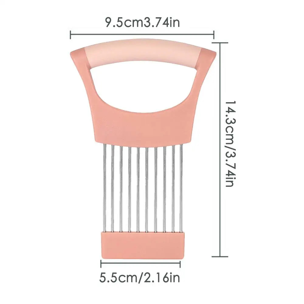 Onion Slicer stainless steel potato chip onion holder Tomato Onion Slicer Holder Vegetables Cutting Fork Kitchen Gadgets Oasis Select Pink