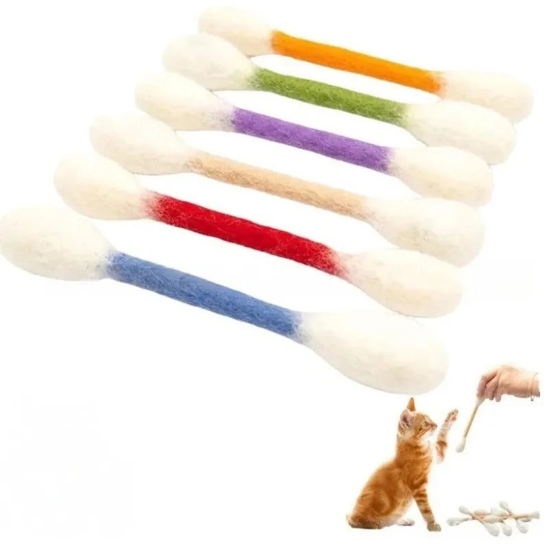 Creative Large Cotton Swab Shaped Catnip Toy 6-pack Giant Kitten Grinding Biting Stick Durable Teeth Cleaning And Grinding Rope Oasis Select colorful-6pcs