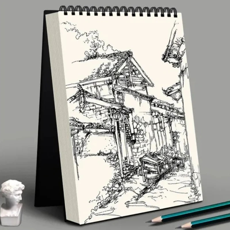 1pcs Heavy Duty Black Card Sketch Book Large Size Art Creation Paper Student Drawing Painting Notebook Oasis Select
