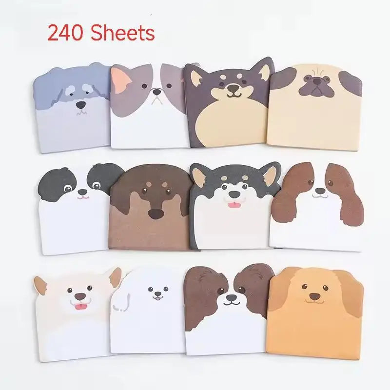 240/960 Sheets Large Capacity Adhesive Animal Shaped Memo Pads Cartoon Cute And Interesting Animal Shaped Sticky Notes Oasis Select Silly little dog