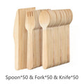 150Pcs Disposable Wooden Spoon Fork Knife Cutlery Set Wedding Birthday Party Tableware Decoration Supplies Dessert Cake Scoop Oasis Select 150pcs-Set