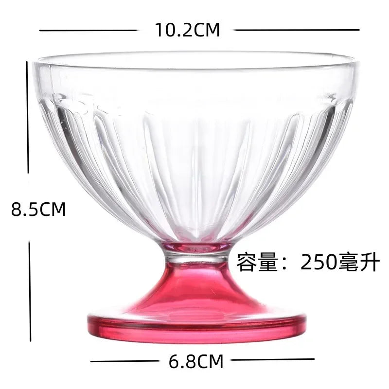 Transparent Salad Plates 250ml Clear Plastic Salad Bowl For Dessert Shake Goblet Glass Embossed Ice Cream Cup Home Oasis Select RD PC material quality