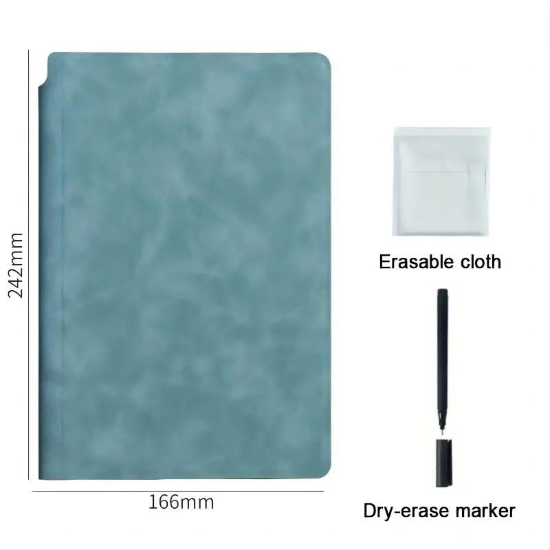 1 Pcs Reusable Whiteboard Notebook Set With Whiteboard Pen Erasing Cloth Leather Memo Pad Weekly Planner Portable Stylish Office Oasis Select