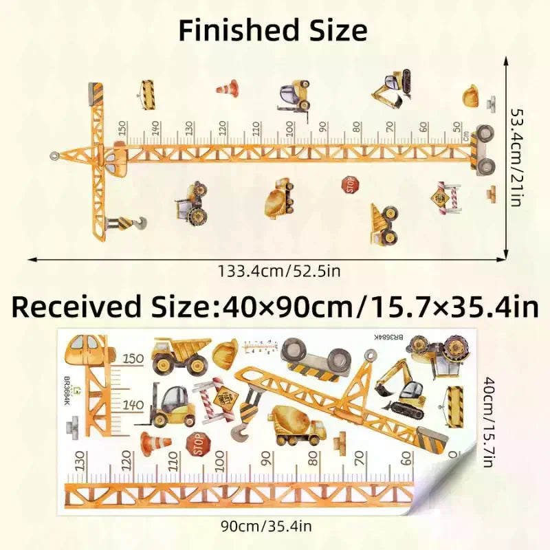 Cartoon Crane Kids Height Chart Wall Sticker | Growth Decal