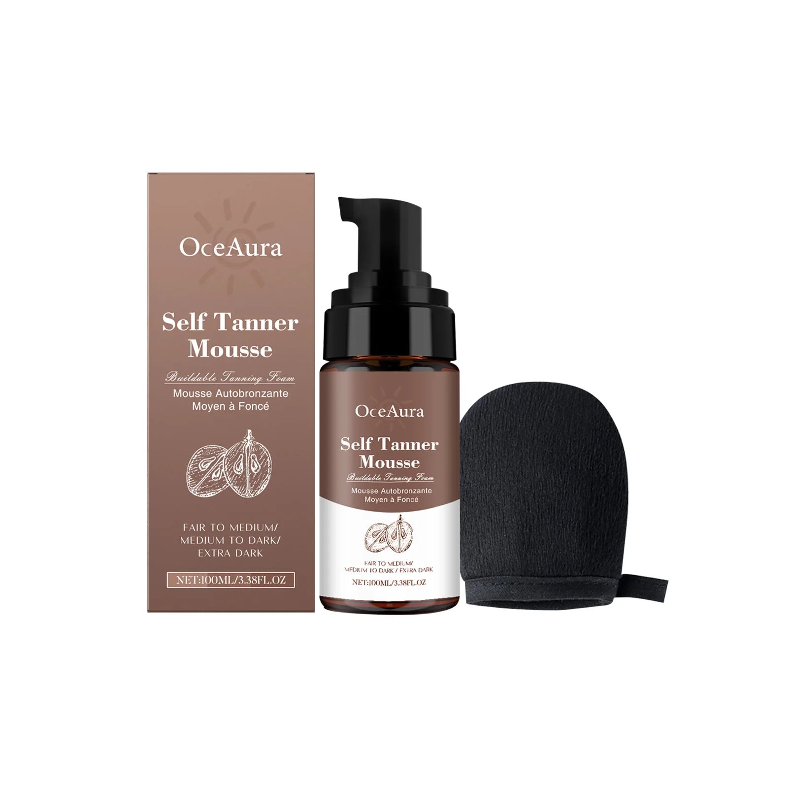 Sunless Self Tanning Mousse Lasting Natural Tanning Effect Use Evenly Nourish Skin For All Skin Types Buildable Self Tanner Foam Oasis Select 100ml x1 boxed