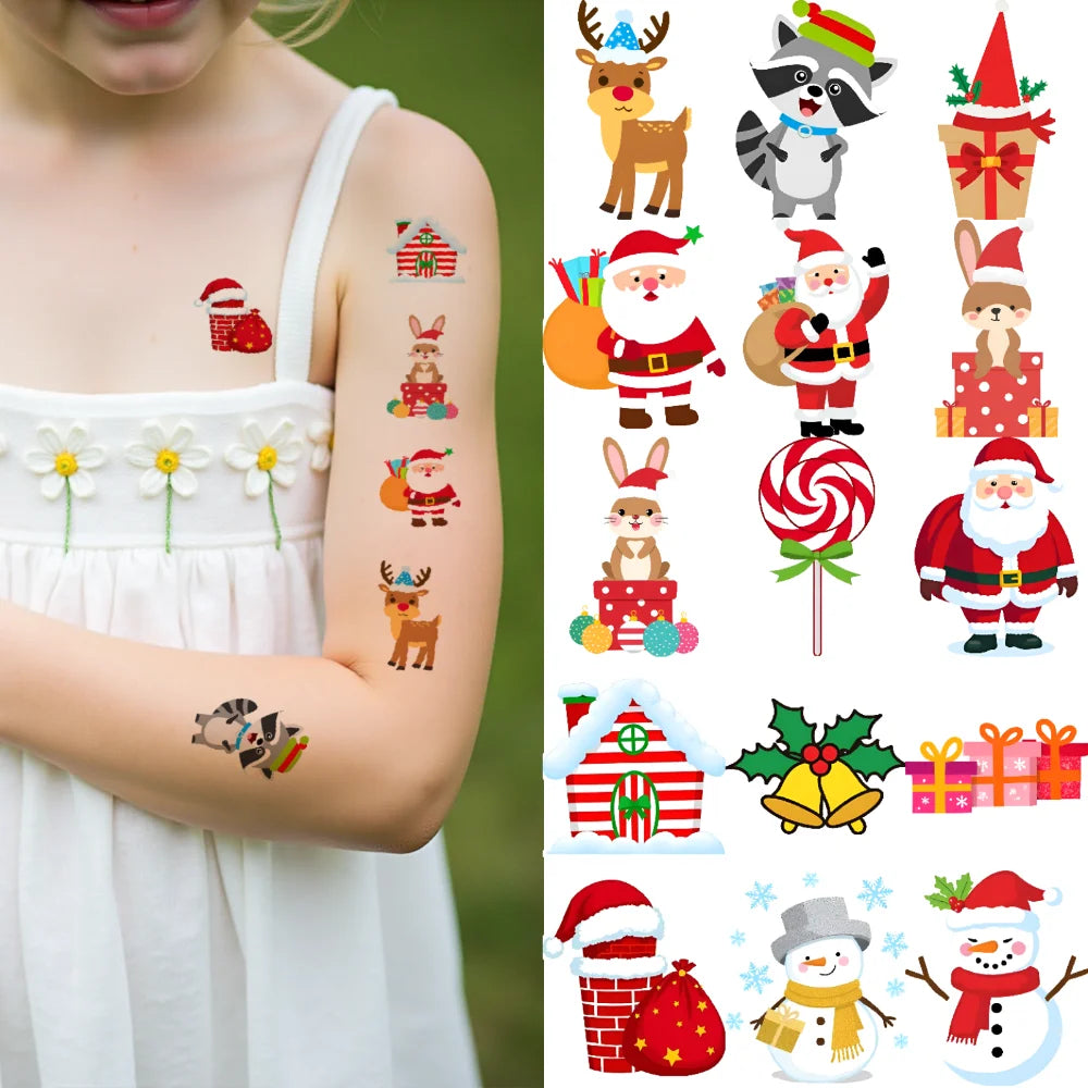 54-Piece Waterproof Temporary Tattoo Stickers – Holiday & Xmas Temporary Tattoo Stickers Oasis Select