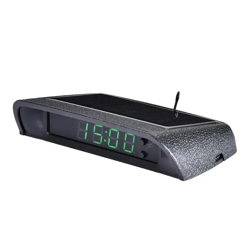 Solar Charging Powered Car Clock Automatic Adjustment Car Clock2 4-Hour 3-level Brightness Auto Internal Stick-On Digital Watch Oasis Select green