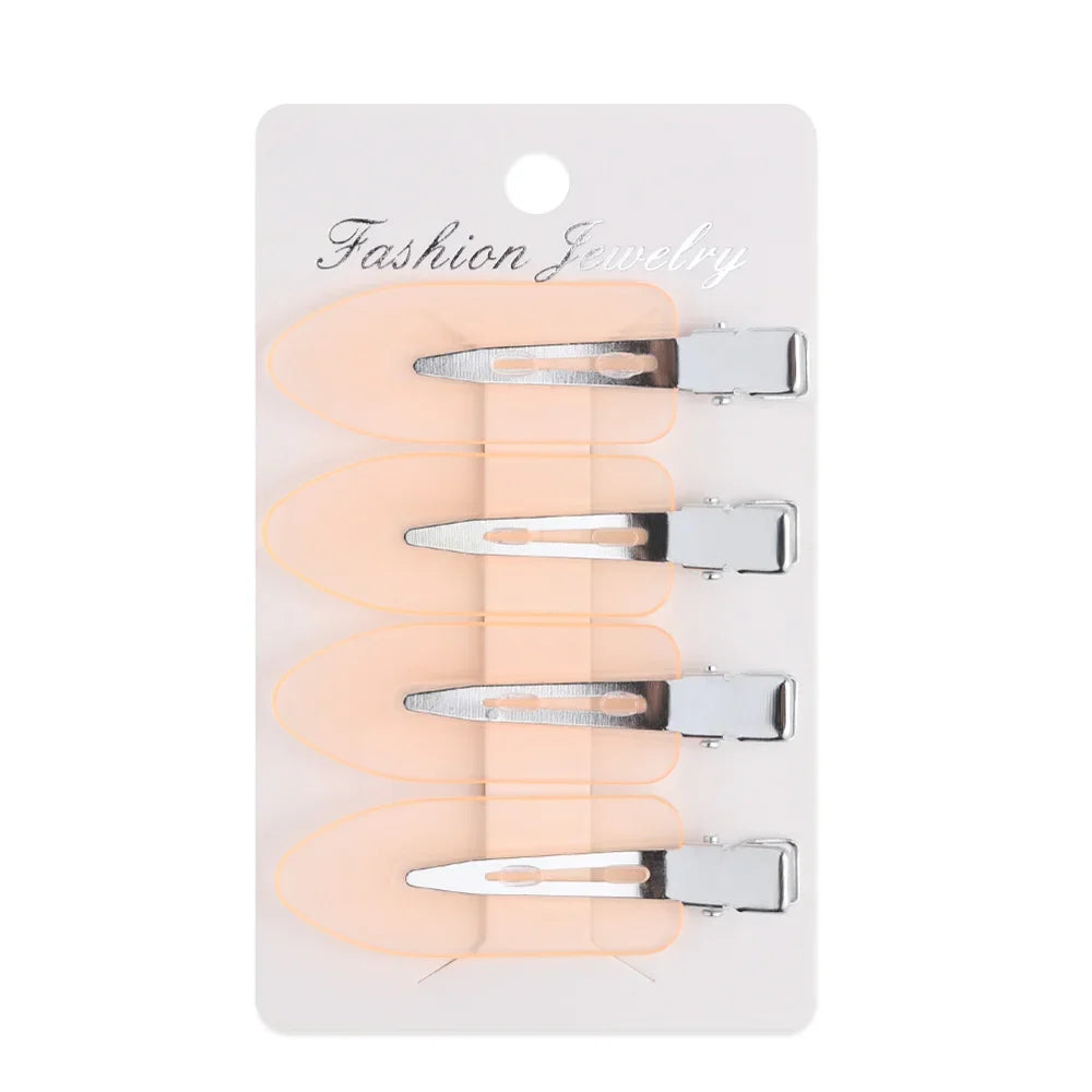 4 Pcs Seamless No Crease Barrettes Makeup Clip No Bend Hair Clip Professional Salon Styling Fixed hairpin Woman Man Hairdressing Oasis Select A23-J
