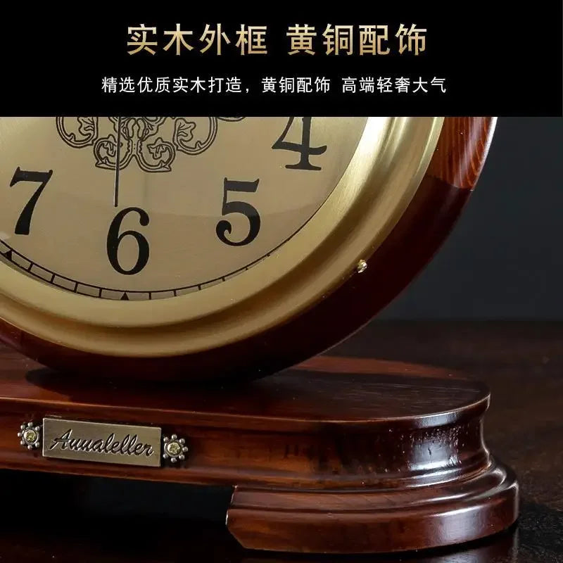 New European Solid Wood Clock Desk Table Decoration Home Living Room Antique Table Decoration Clock Oasis Select