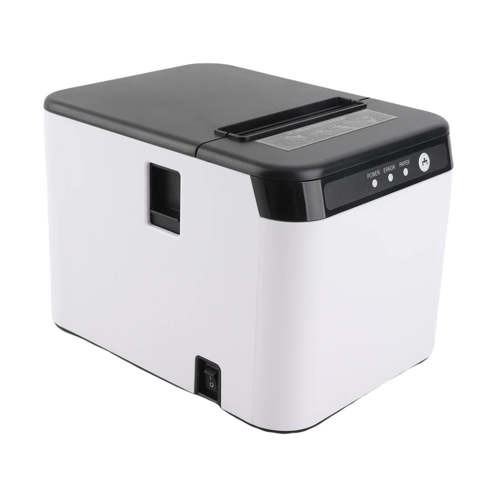 80mm Receipt Printer ESC/POS Thermal Printer Desktop Direct Print USB+LAN Connection High Efficiency with Auto Cutter LargePaper Oasis Select WHITE US Plug