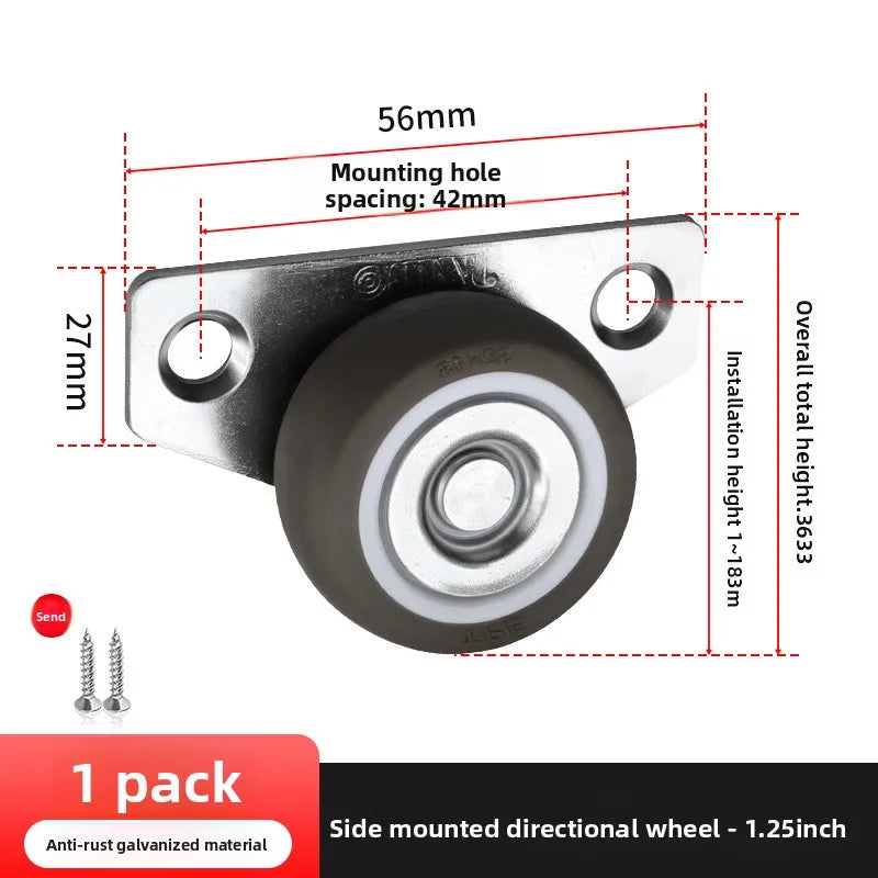 4Pcs Silent Rubber Casters, Drawer Wheels, for Furniture, Kitchen Cabinet Table ,of Side Installation Low Profile Replace wheel Oasis Select 4PCS H