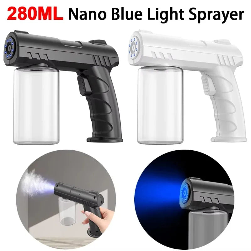 NEW Style 280ML Barber Sprayer Bottle Wireless Electric USB Nano Blue Light Steam Spray Gun Garden House Oasis Select