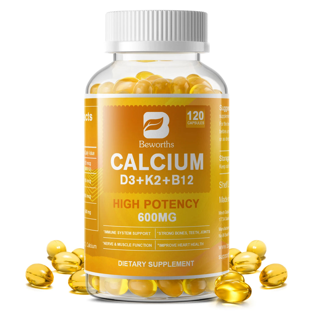 BEWORTHS 4in1 Vitamin D3 Calcium Capsules for Bone Strength Heart Health Immune Support Nerve and Muscle Function Health Oasis Select