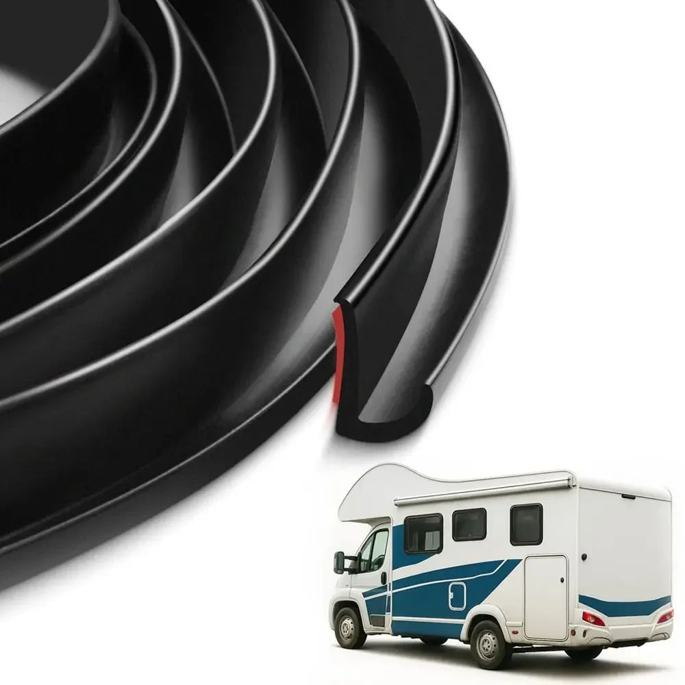 1/5/6M RV Rain Gutter Silicone Rubber Self-Adhesive Backing Weather Stripping UV Resistant J-Shape Design Drip Rail Home Oasis Select
