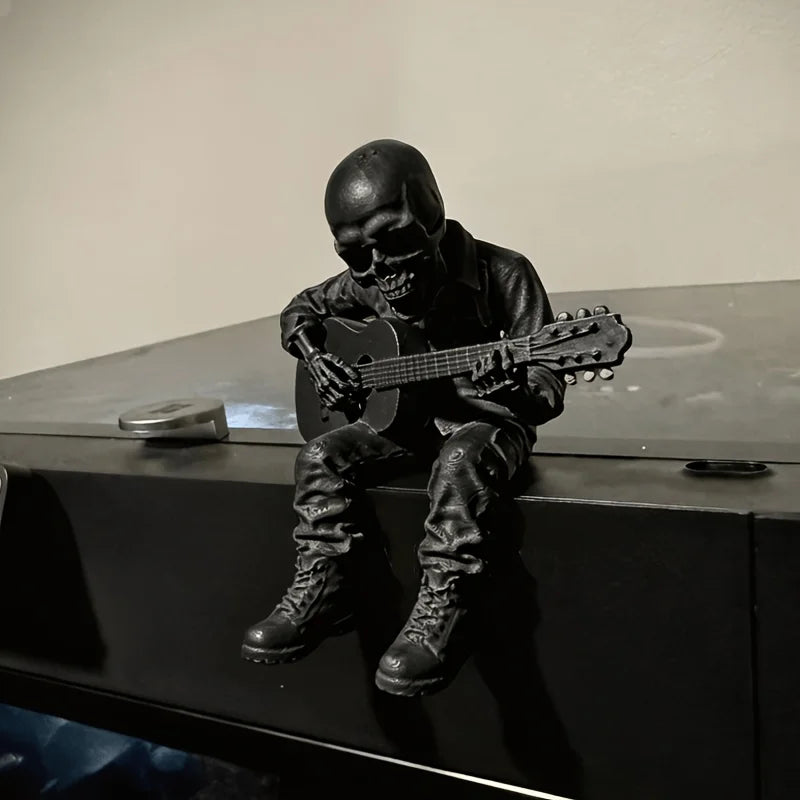 Rock Music Skeleton Guitar Player Statuettes Ornaments Rock Musician Ornaments Cool Home Desk Decor for Rock & Roll Lovers Gifts Oasis Select