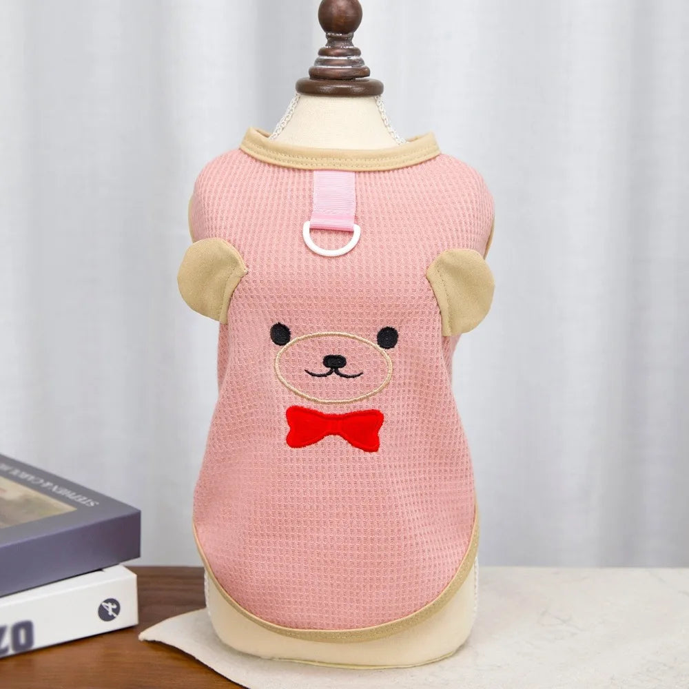 Cartoon Print Dog Vest Sun Protection Breathable Mesh Pet T-shirt Thin Fabric Soft Comfortable Pet Costume For Dogs Cats Oasis Select Pink XL
