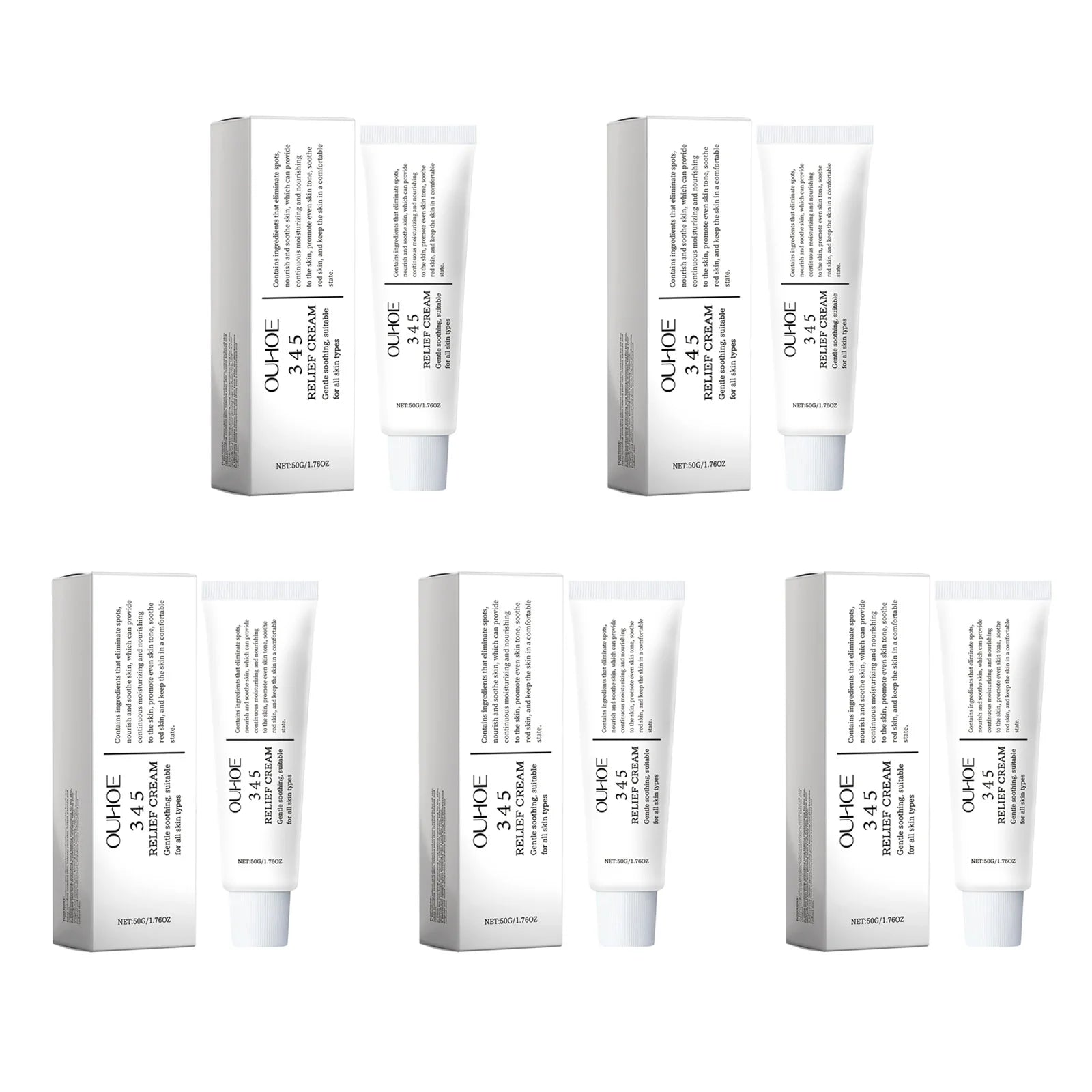 345 Relief Cream – Hydrating, Brightening & Soothing Face Cream Face Moisturizer Cream Oasis Select 5 x 50g Boxed