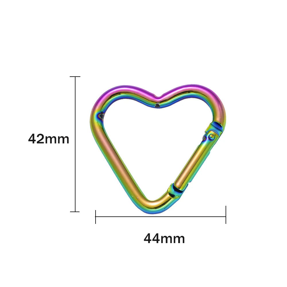 5pcs New Heart Shaped Laser Carabiner Hook Ring Keychain Keyrings Hook DIY Jewelry Making Supplies Connector Buckles Accessories Oasis Select Clorful