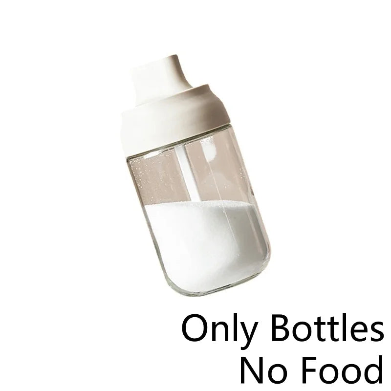 250ML Oil Bottle Moisture-proof with Lid Spoon Pepper Jar Salt Shaker Multi-purpose Combination Glass Kitchen Seasoning Bottle Oasis Select White-Seasoning-bott