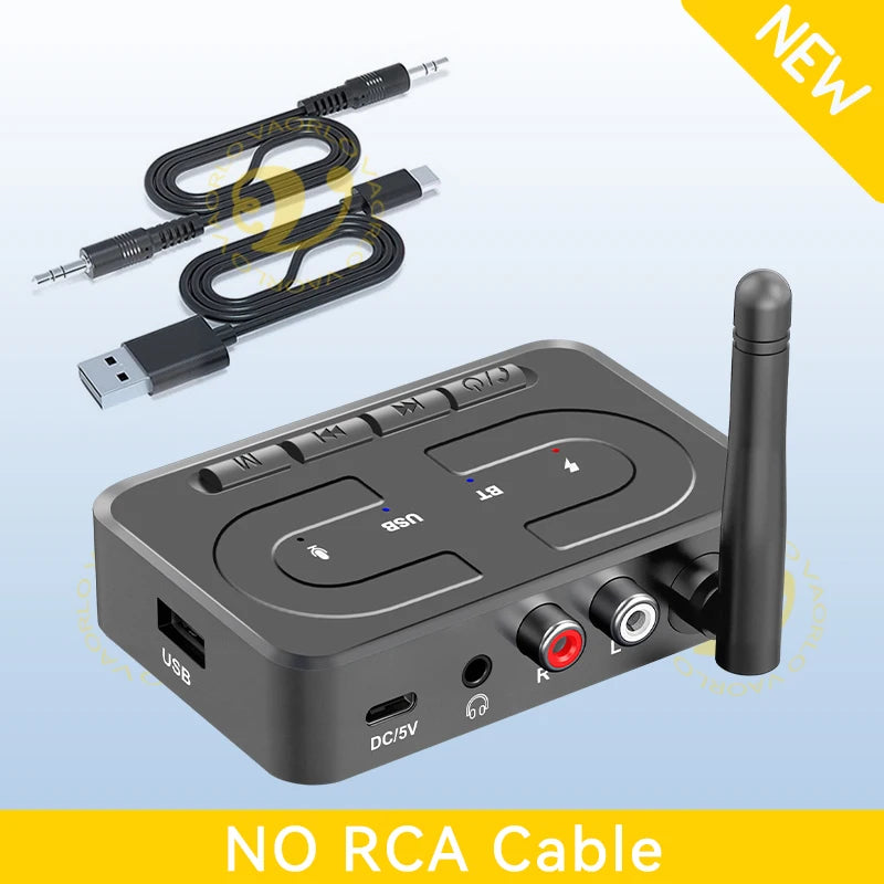 VAORLO Bluetooth 6.0 Audio Receiver 3.5mm AUX RCA With Mic HIFI Stereo Wireless Adapter Support USB U-Disk For Car Speaker Amp Oasis Select NO RCA Cable