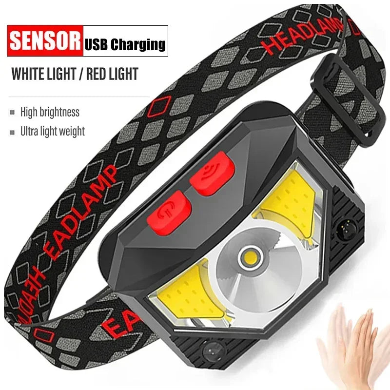 LED Sensor Headlamp USB Rechargeable – 500LM 6 Modes IPX4