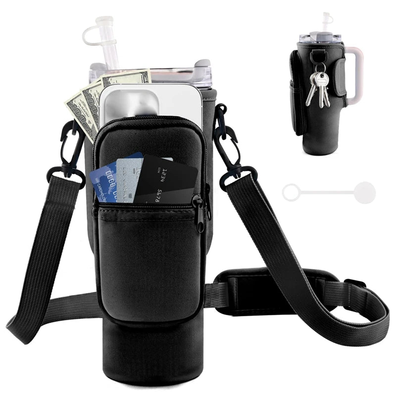 Kettle Cover Carrier Bag Water Bottle Carrier Bag With Phone Pocket, Water Bottle Holder With Adjustable Strap & Straw Cover Oasis Select As Shown
