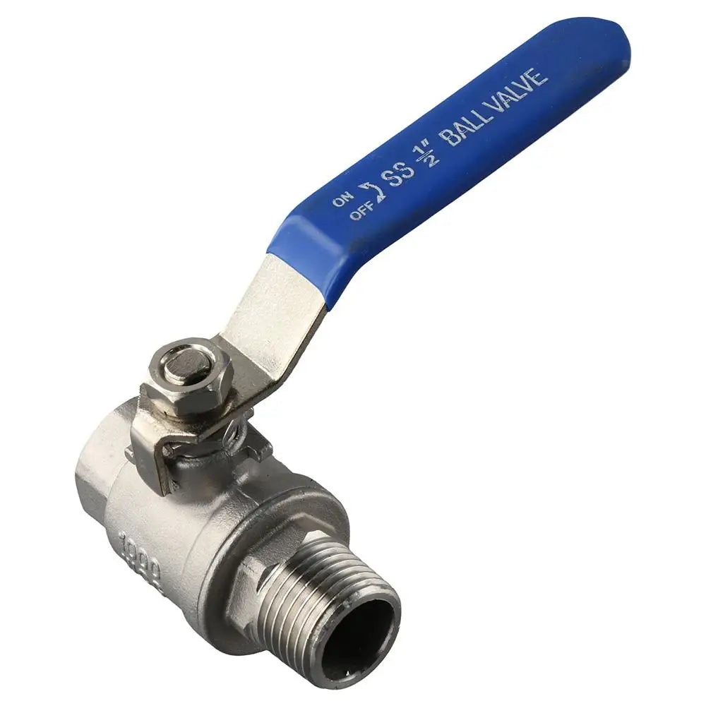 High Pressure Resistant 304 Stainless Steel Ball Valve 1/2" Female x Male Water Valve 1000 WOG Silver Shut-Off Switch Water Oasis Select 1PC