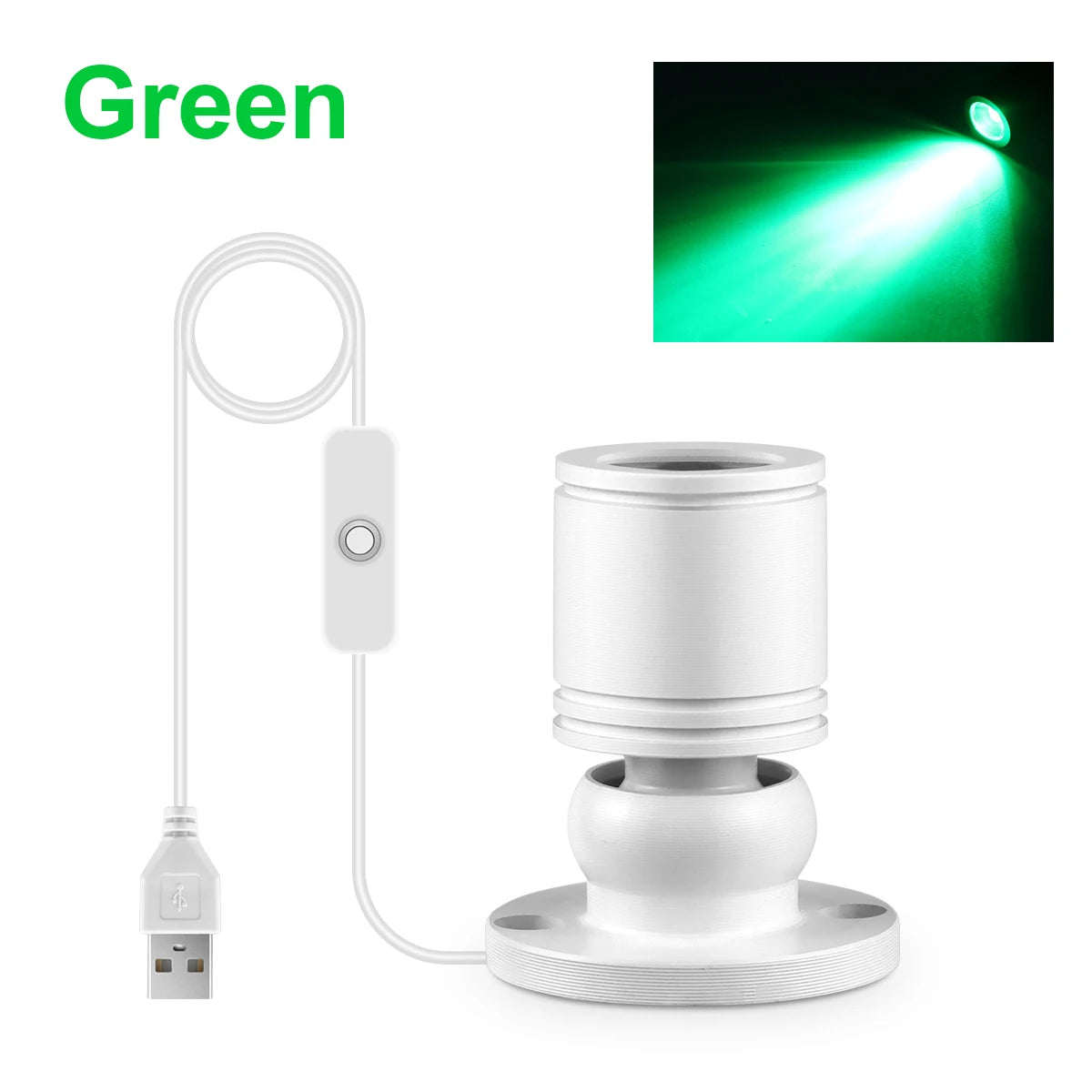 1W Led USB Spotlight With Swtich On/Off,5V USB Charging Port,Atmosphere Decor Lighting for Collectibles Anime Character Models Oasis Select White Shell Green