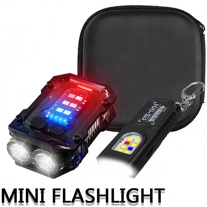 Mini Keychain Flashlight with Magnet Rechargeable Multifunction Torch Lamp Portable Clip on Flashlight Waterproof Camping Light Oasis Select Black ABS Set