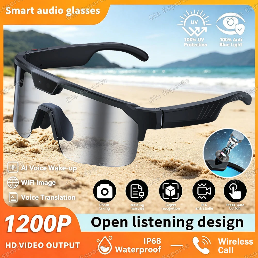 AI Smart Glasses 8MP Camera Bluetooth Translation | Ola Esporte