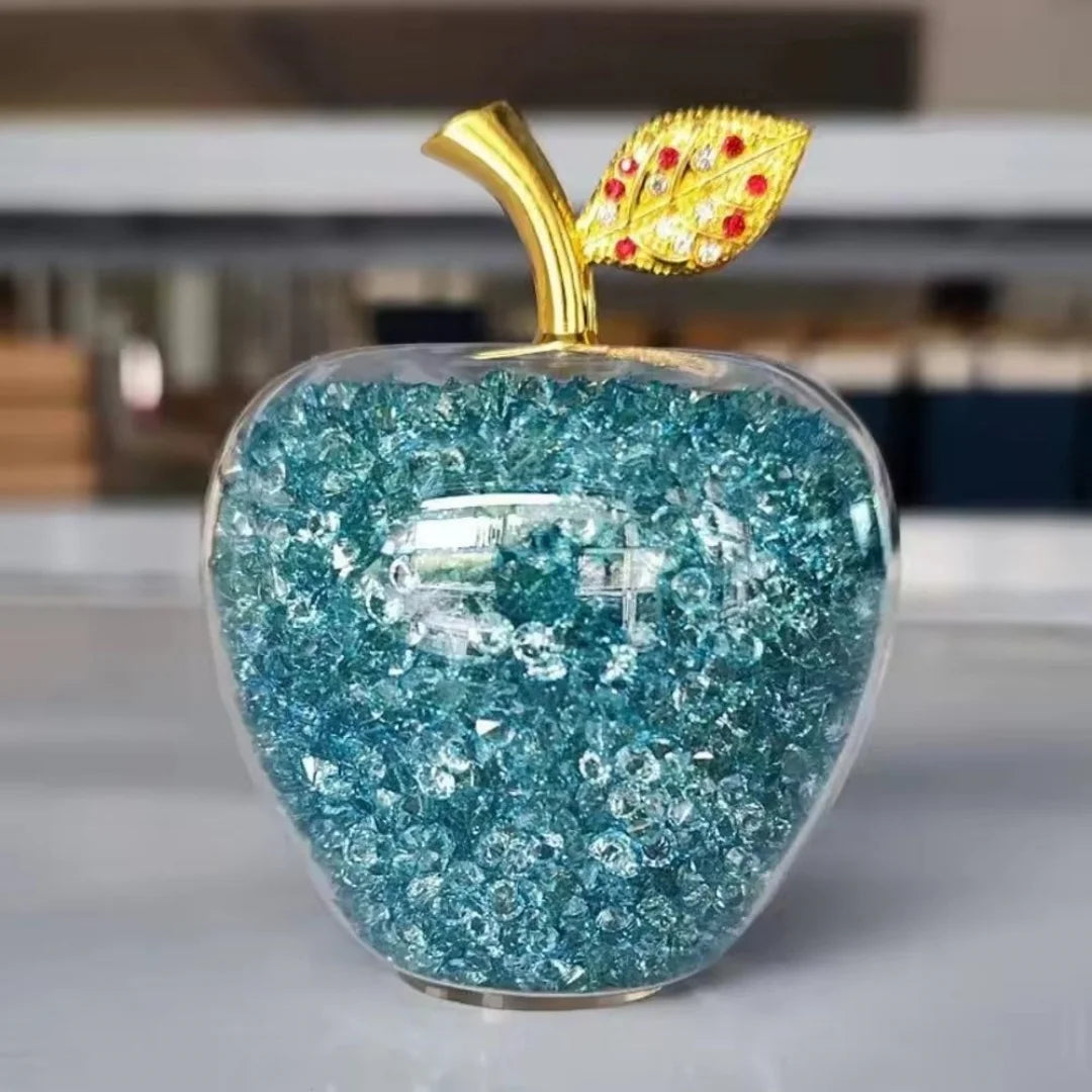 Colorful Crystal Craft Apple Statue Glitter Glass Crystal Home Decor Christmas Eve Ornaments Gift Christmas Eve Ornaments Home Oasis Select
