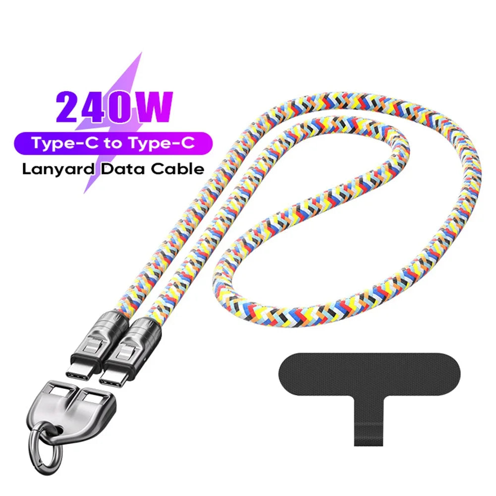 2-in-1 USB-C Lanyard & 240W Fast Charging Cable | PD Zinc Alloy