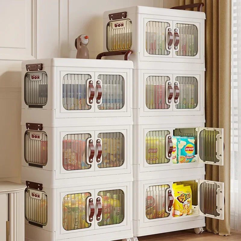 Light luxury cream wind cart storage cabinet, installation-free storage cabinet, double door multi-layer thickened storage box Oasis Select