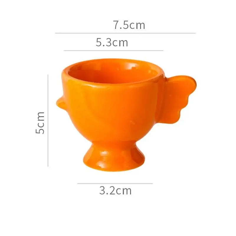 Egg Cup Heightened Base Solid Color Non-Slip Handle Good Grip Makeup Sponge Holder Mini Breakfast Ceramic Egg Holder Dining Room Oasis Select Orange