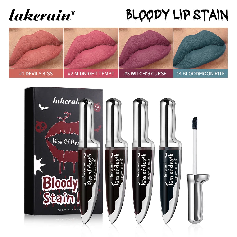 Lakerain Fake Bloody Lip Stain Gel-like Waterproof Spill-proof Long Lasting Matte Lip Tinting Halloween Party Lip Cosmetics Oasis Select SET