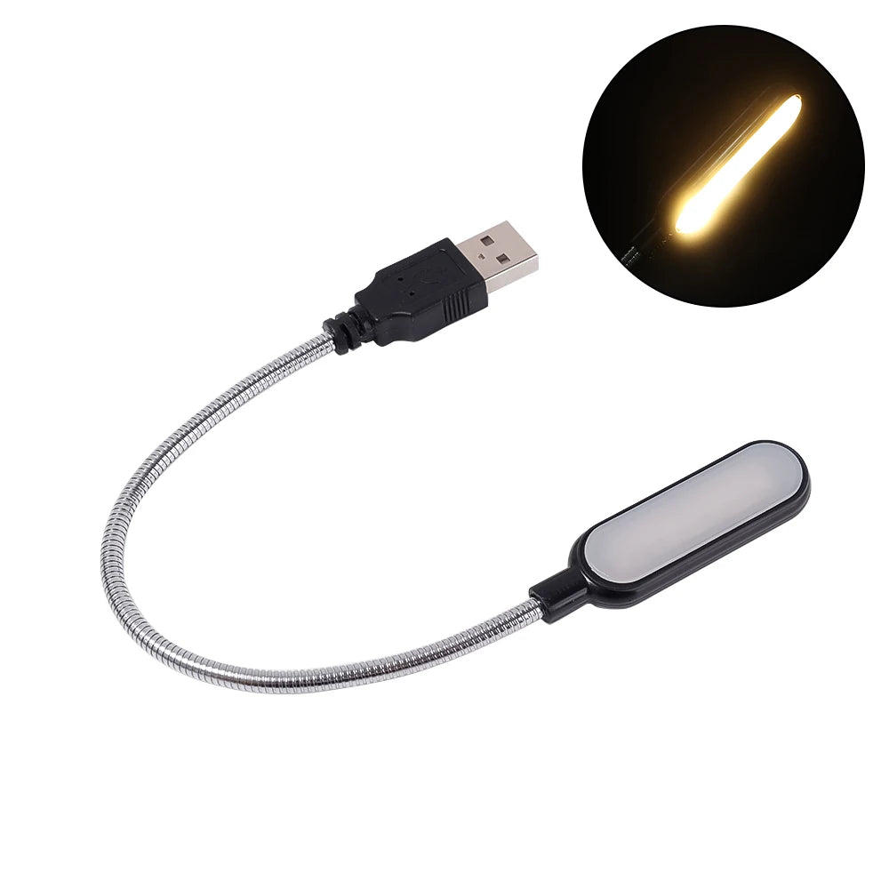 USB Book Light Portable Mini Night Light Flexible Bendable Reading Light for Table Lamp PC Computer Laptop Notebook Oasis Select Black-Warm Light