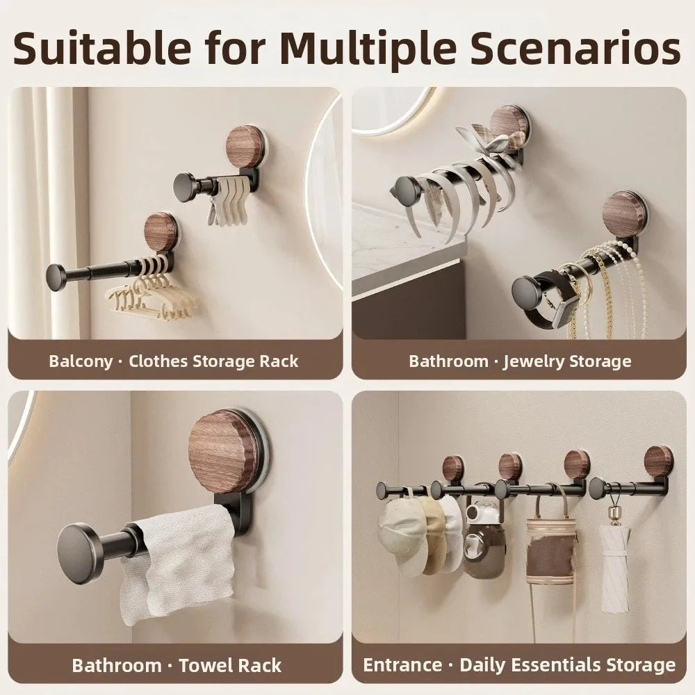 No-Drill Suction Cup Telescopic Clothes Rack | Wall Hanger