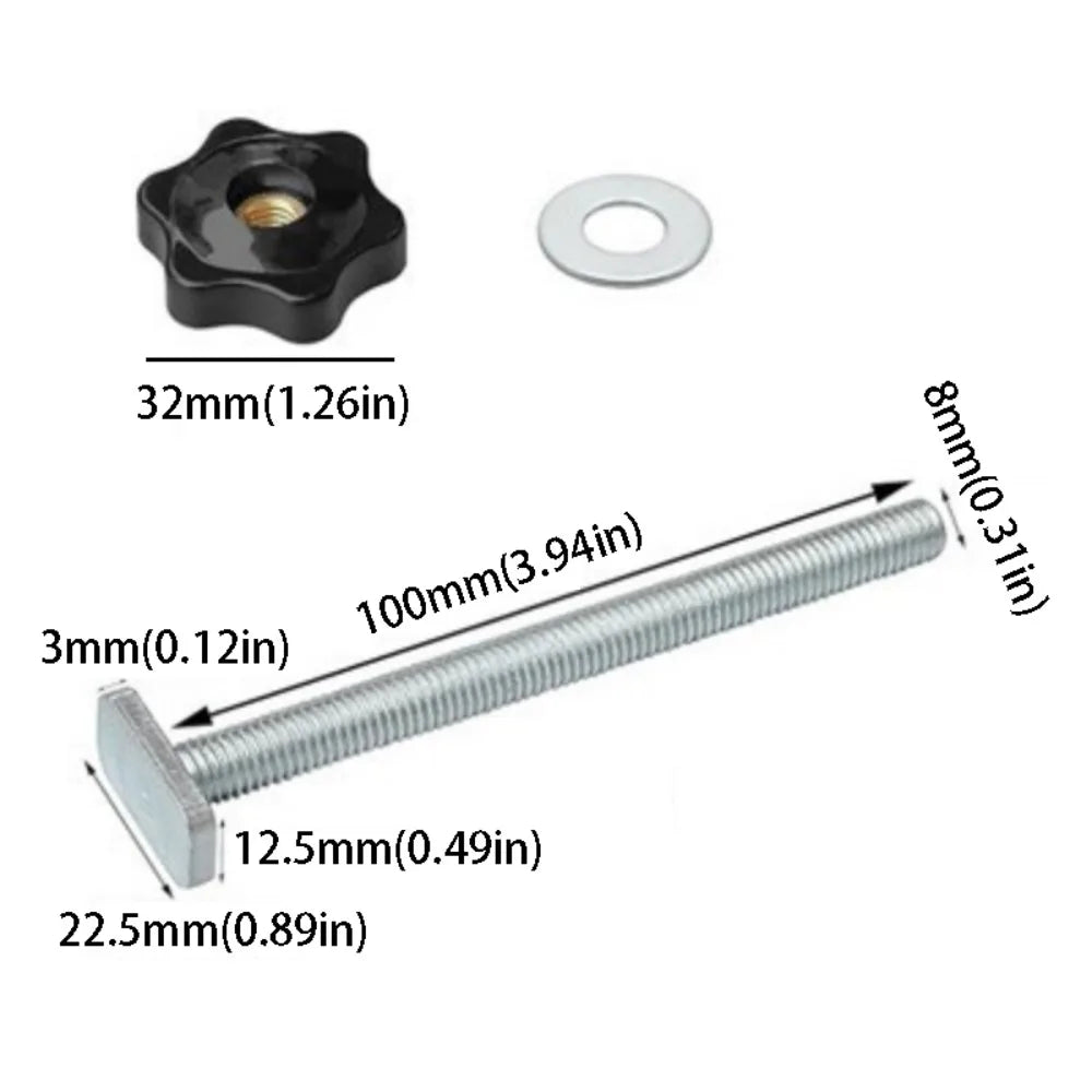 M8x100mm T-Slot Star Knob Screw | T-Track Woodworking Fixture