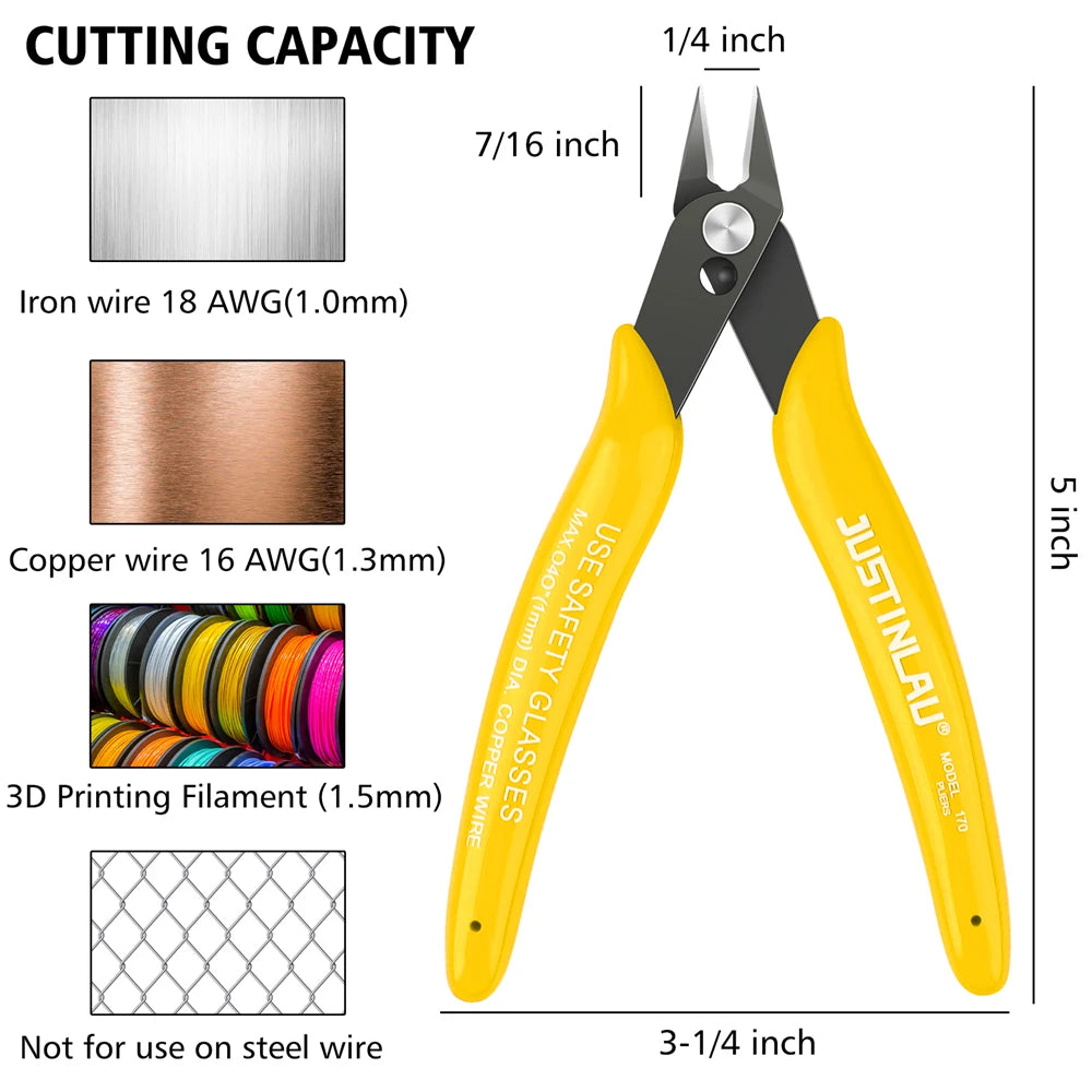170 Wire Cutter DIY Trimmer Diagonal Side Cutting Cable Nippers Yellow Pliers Hand Mini Snips Flush Nipper Trimmer Hand Tools Oasis Select