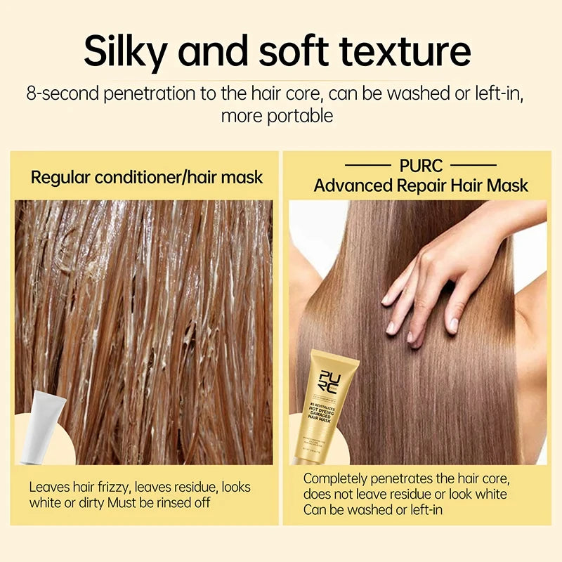 PURC Hair Mask Set 8 Seconds Instant Repair Damaged Frizzy Keratin Smoothing Hair Mask Shiny Hair Treatment Cream Hair Care Oasis Select