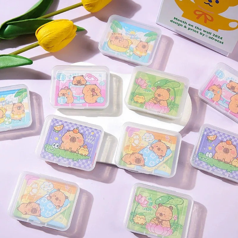 5-100PCS Cartoon Animal Capybara Paper Jigsaw Puzzles Educational Toy for Kids Birthday Party Favors School Prizes Oasis Select