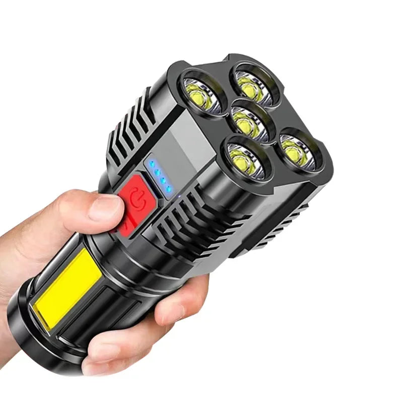 Flashlight High Lumens Rechargeable,Powerful Tactical Flashlights,COB Light,IPX6 Waterproof Flash Light for Camping,Emergencies Oasis Select HY912 Black