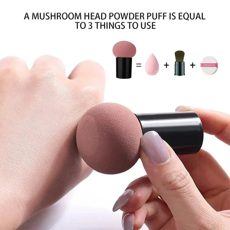 Mushroom Head Makeup Sponge Dry Wet Dual-use Cosmetic Powder Puff with Handle Case Professional Foundation Creams Beauty Tools Oasis Select