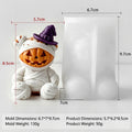 3D Silicone Candle Mold Halloween Pumpkin Mummy Bear Shape for DIY Aromatherapy Gypsum Handmade Home Decor Oasis Select White-6.7x7x9.7 cm