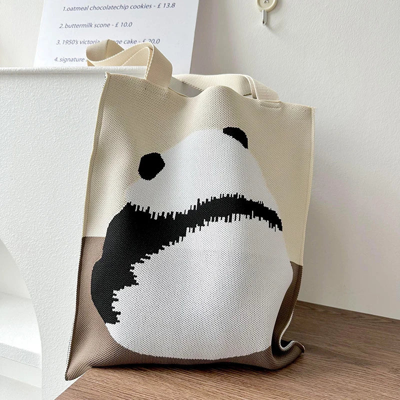 Knitted Shoulder Bag Cartoon Cute Casual Shopping Bag Large Capacity Women's Bag Oasis Select