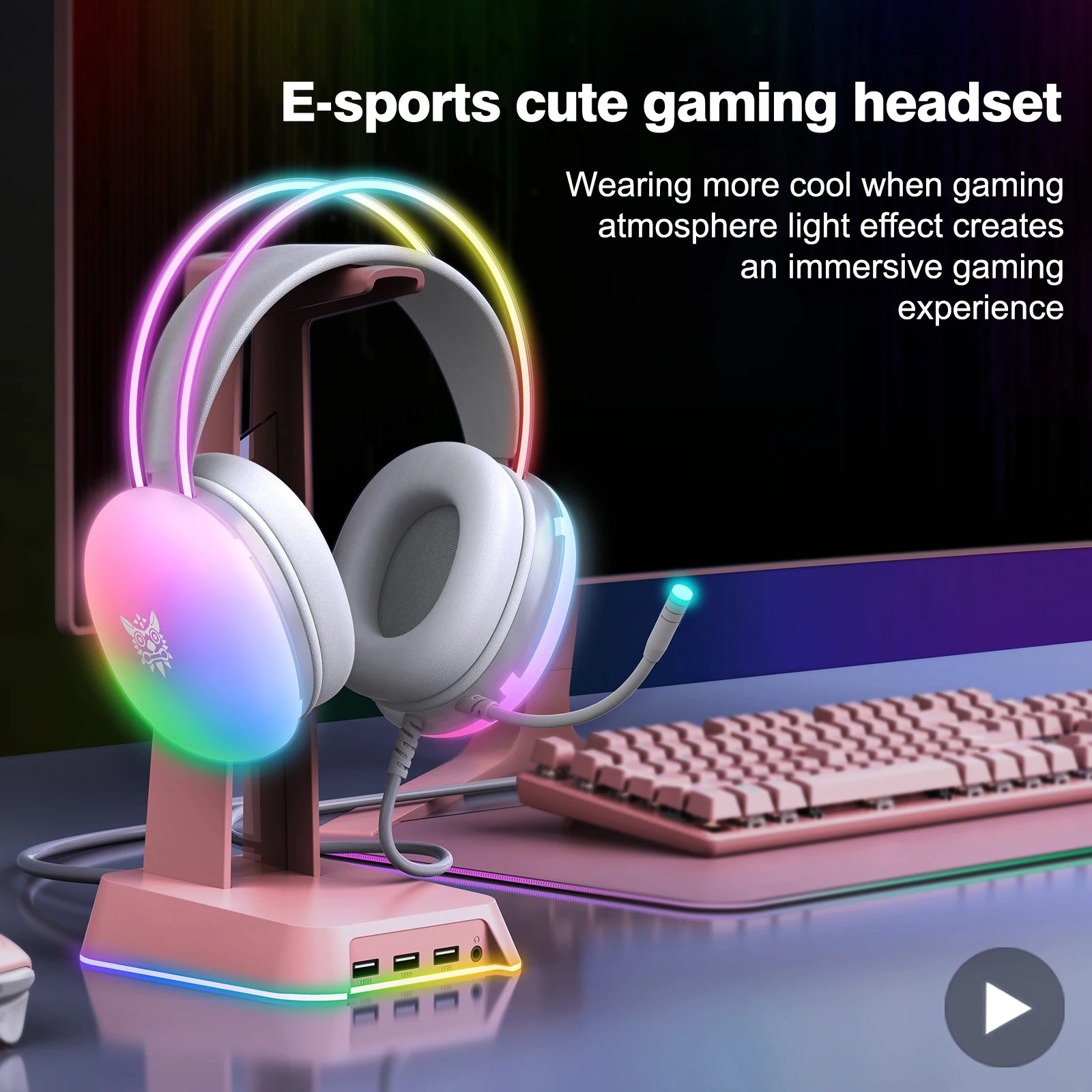 AyeBeau RGB Wired Gaming Headset with Mic – PC & Phone