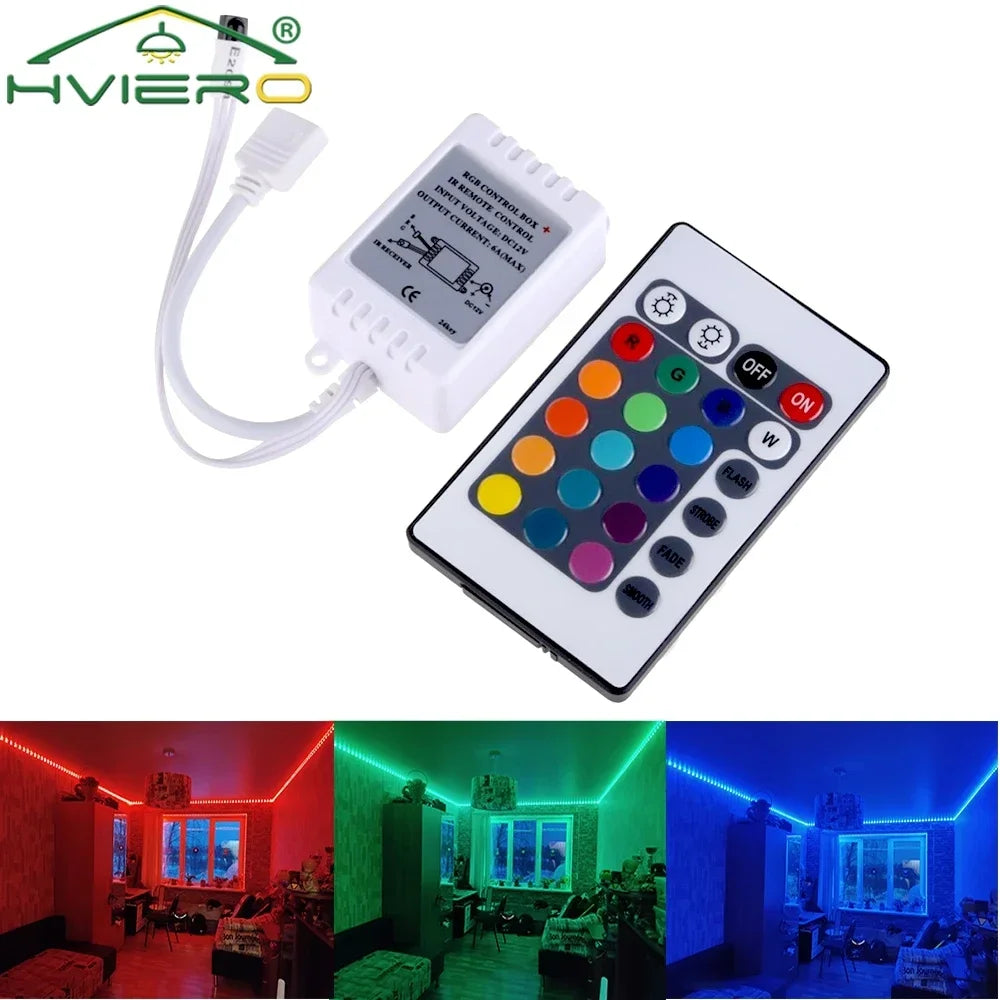 24-Key IR Remote RGB LED Strip Controller 12V Dimmer