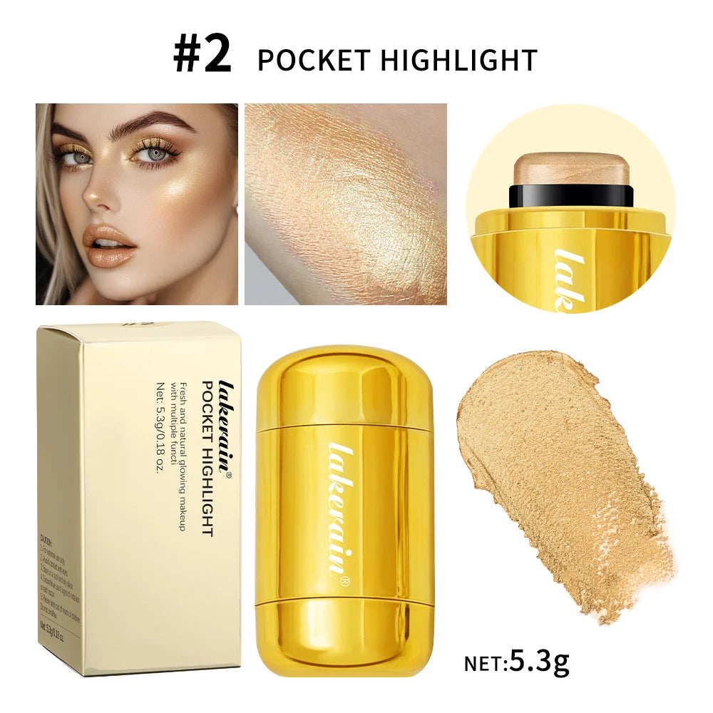 3-in-1Blush Stick Lasting Brightens Facial Cheek Stick Moisturizing Flash Lip Gloss Makeup Lip Gloss Face Rouge Oasis Select 2gold Highlight