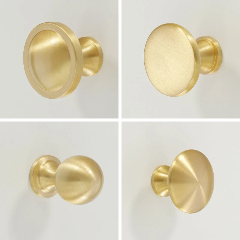 Modern Simple Solid Brass Cabinet Knobs Furniture Wardrobe Handle Kitchen Copper Pulls Doorknob Oasis Select
