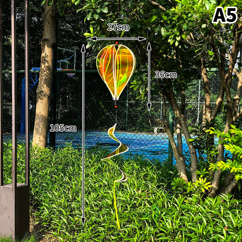 Hot Air Balloon Spinners Plastic Color-changing Film Wind Spinners Striped Tie Dye Rainbow Colors Rotating Windmill Pinwheels Oasis Select 6inch A5